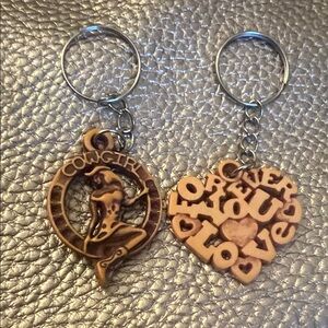 Wood Cowgirl and Love Keychains
